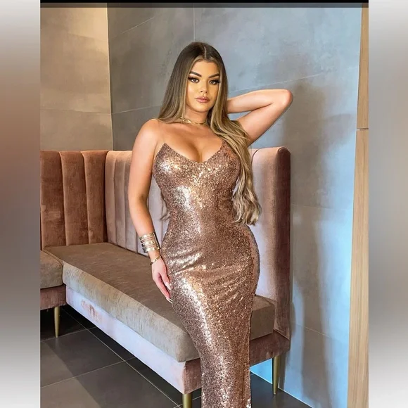 gold pvc dress AIDEN PLATINUM BANDAGE MINI DRESS main image 1